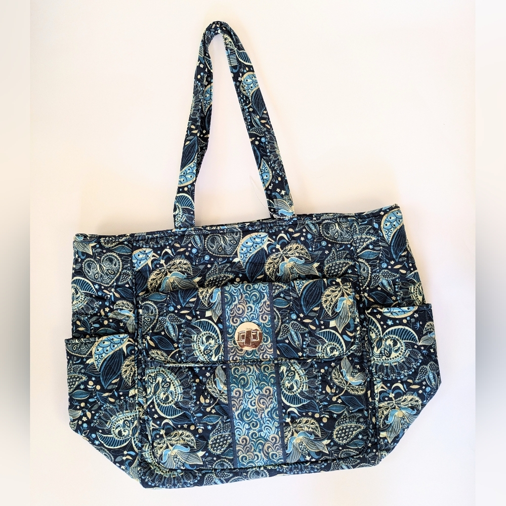 Blue Floral Paisley Quilted Mary Maxim Tote